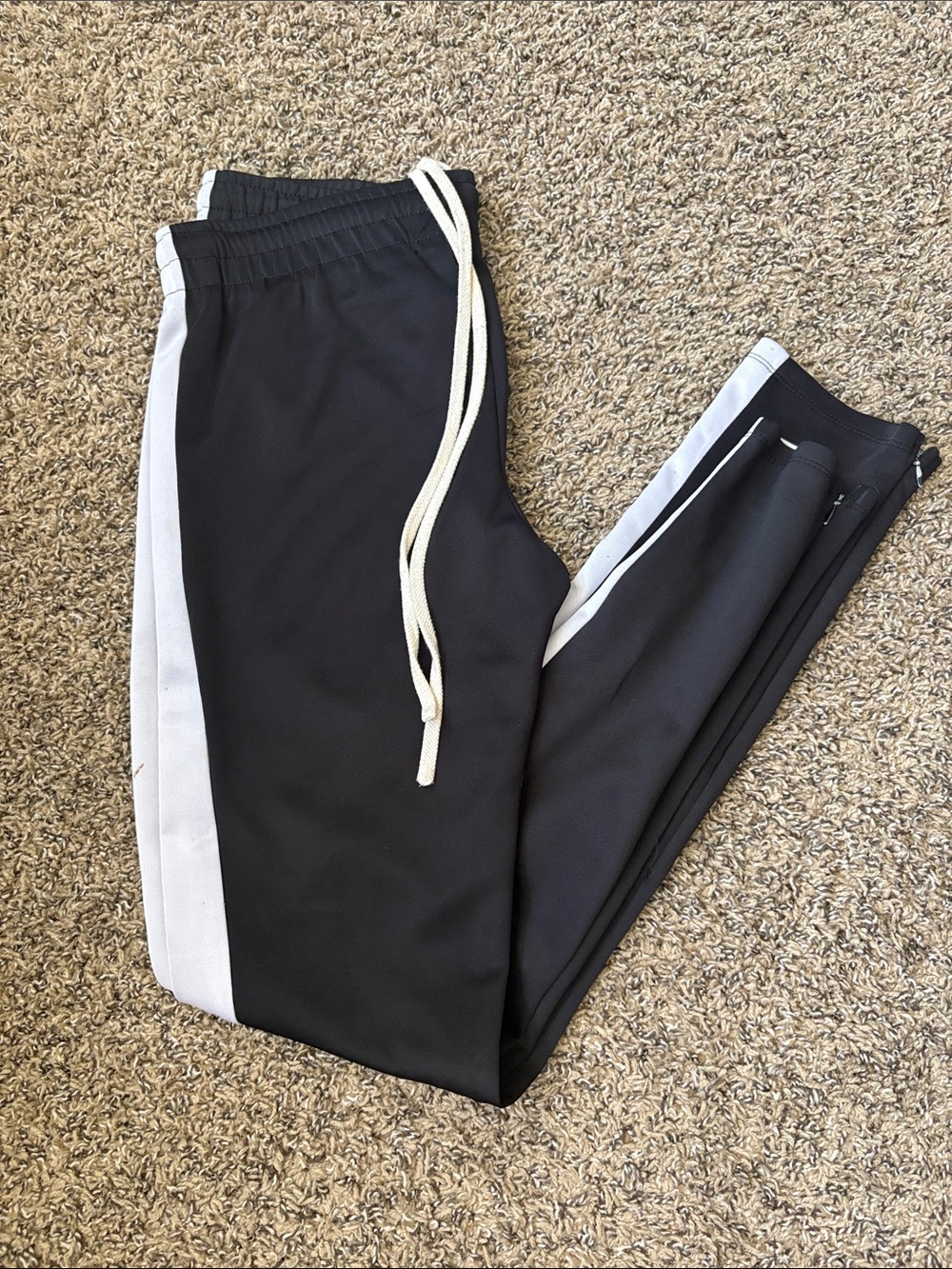 Black Track Joggers with White Side Stripe